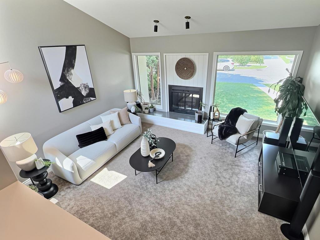 Living room with vaulted ceilings