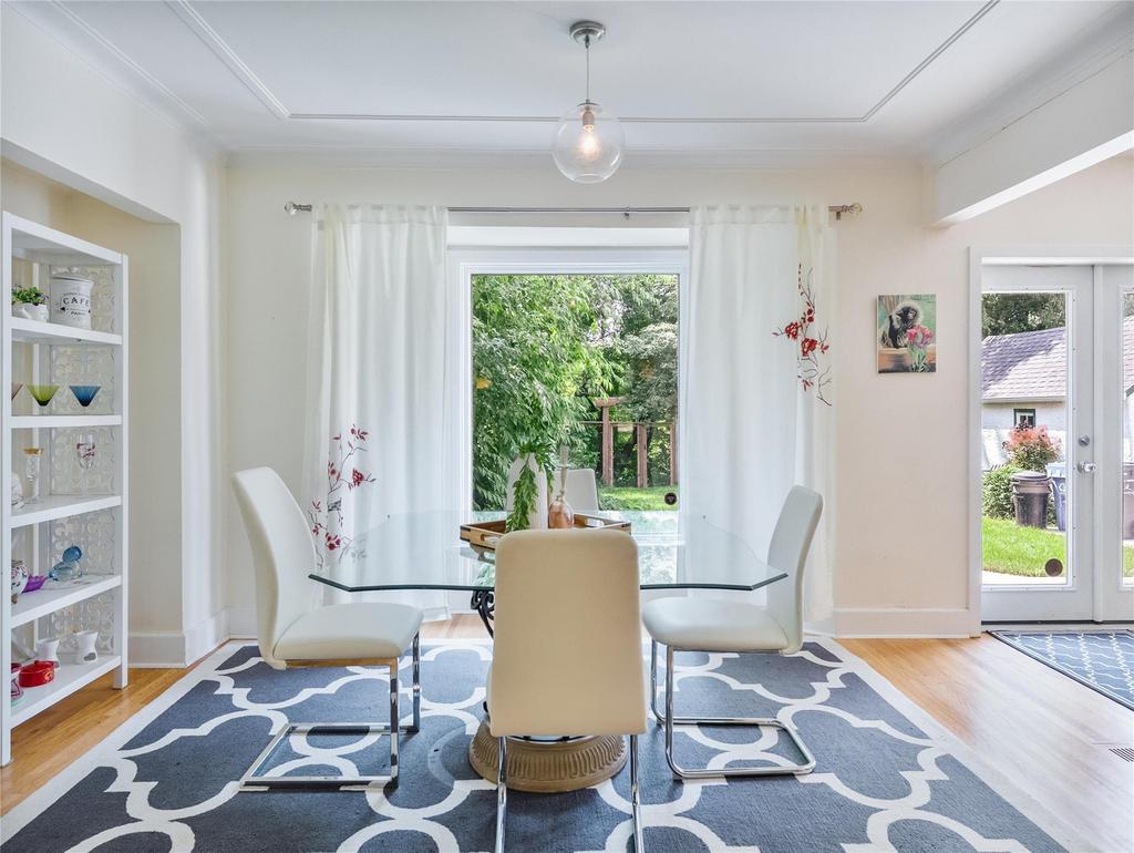 Dining room with garden doors to the back yard